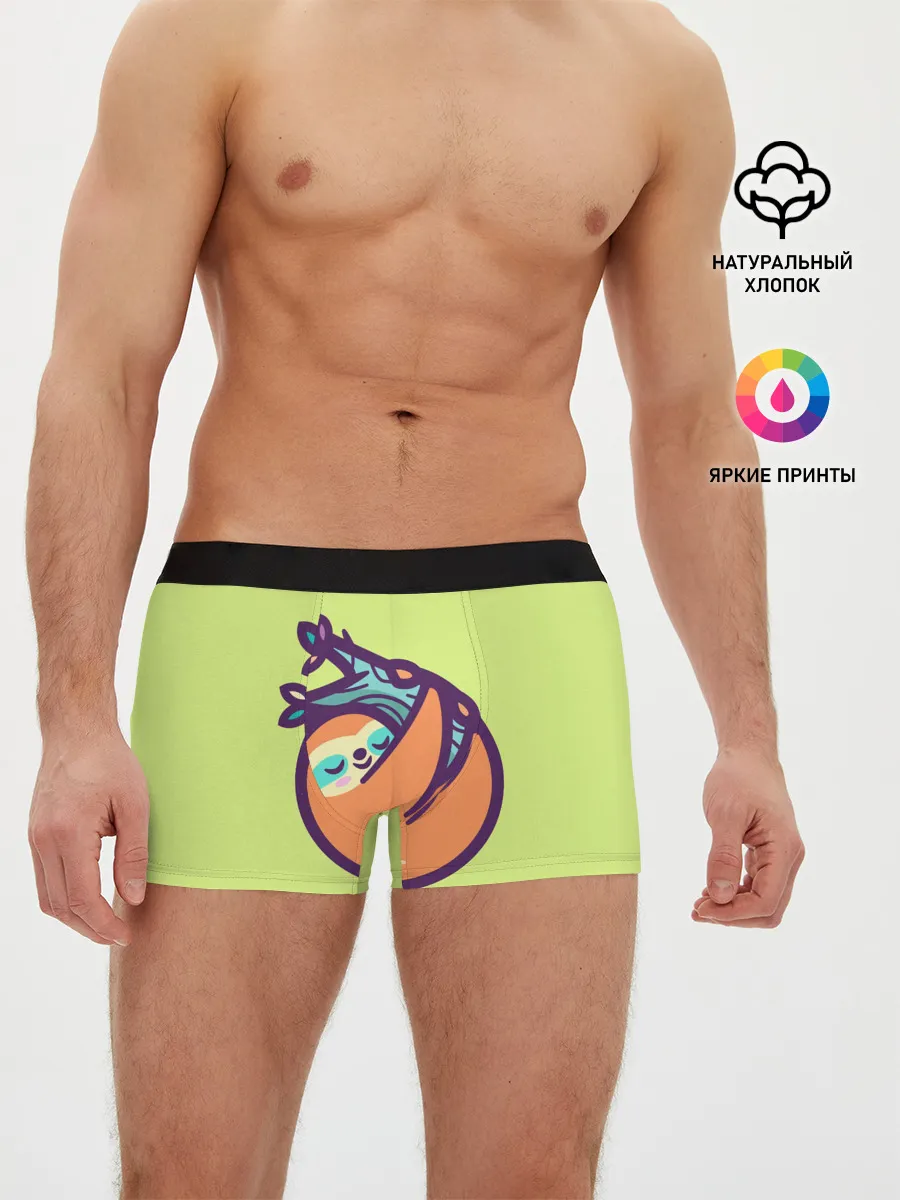 Мужские трусы боксеры / Ленивец спит на ветке рисунок