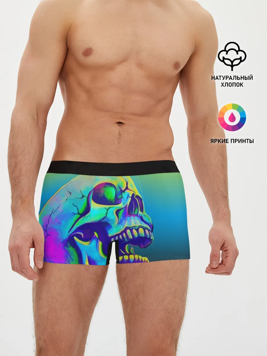 Мужские трусы боксеры / Neon skull