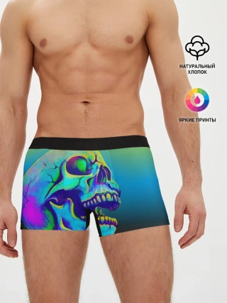 Мужские трусы боксеры / Neon skull