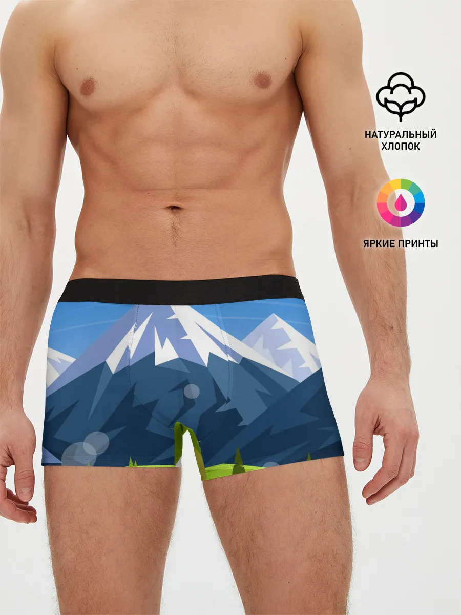 Мужские трусы боксеры / Горы пейзаж природа вектор