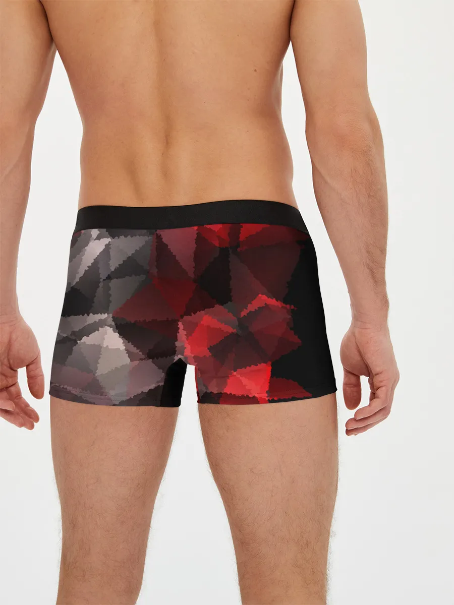 Мужские трусы боксеры / Серо-красная абстракция