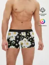 Мужские трусы боксеры / Ромашки на черном фоне