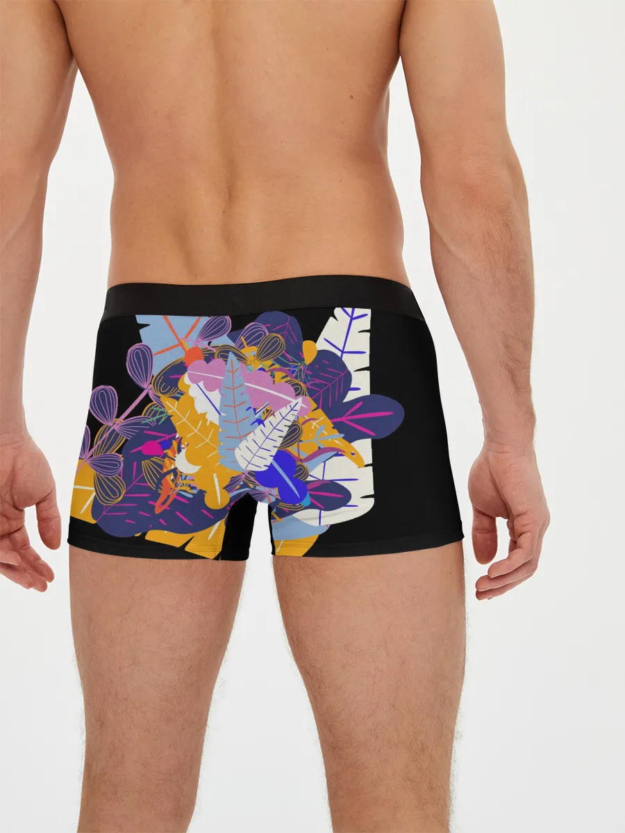 Мужские трусы боксеры / узор из листьев и цветов