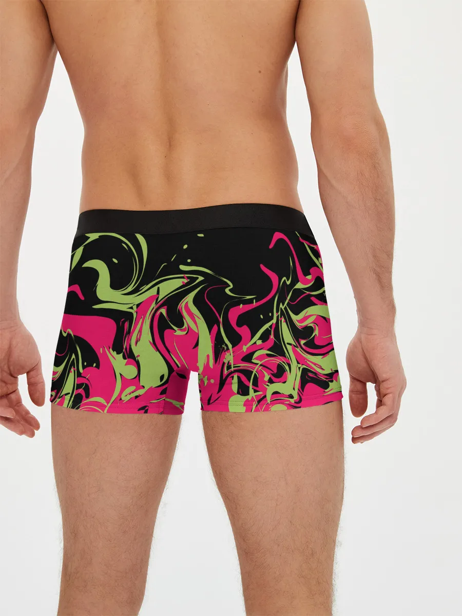 Мужские трусы боксеры / Черно малиновый абстрактный