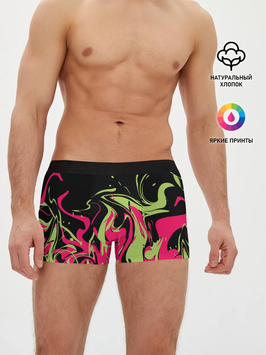 Мужские трусы боксеры / Черно малиновый абстрактный