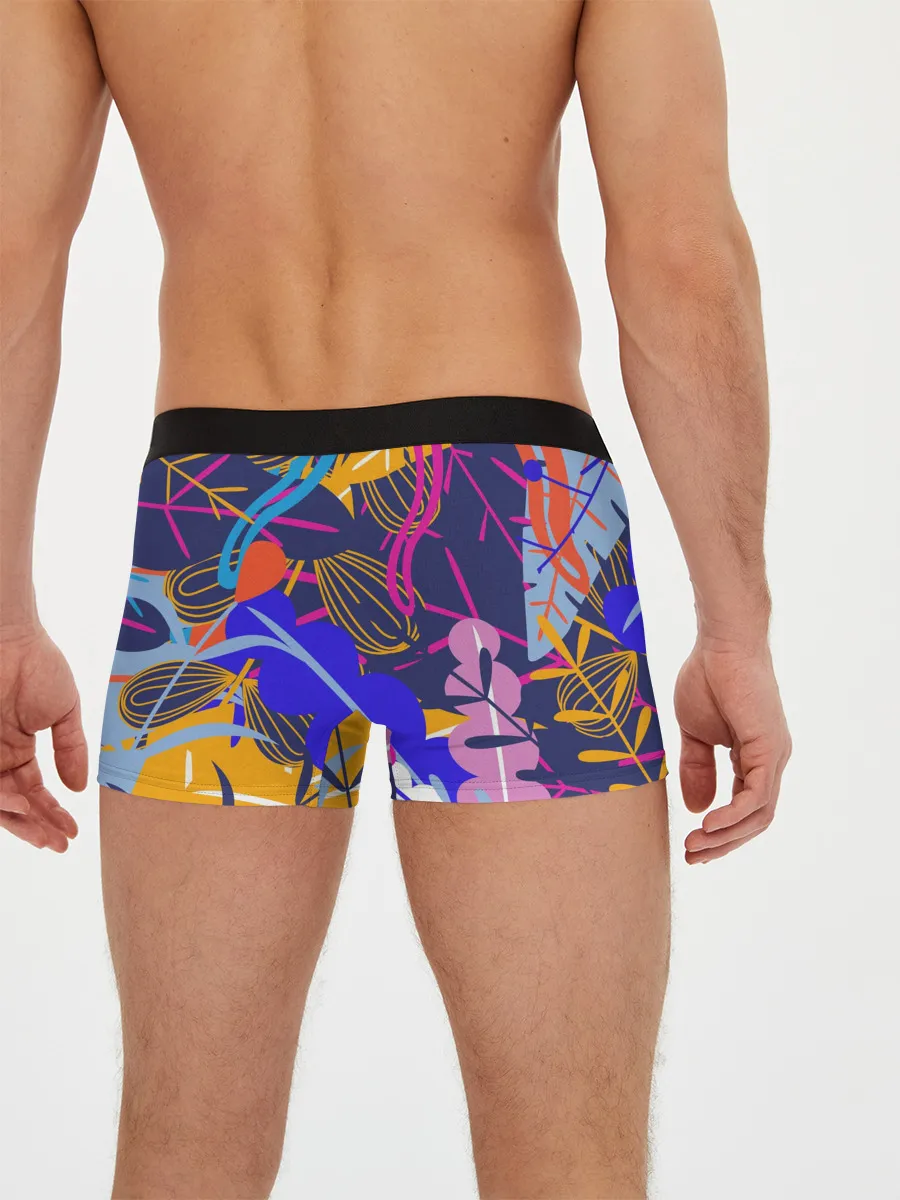 Мужские трусы боксеры / листья цветы текстура паттэрн