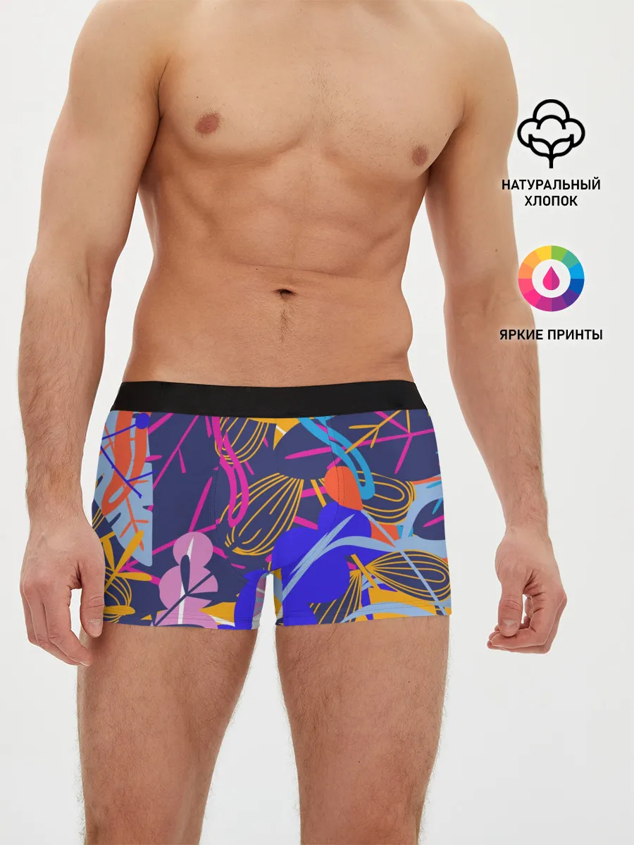 Мужские трусы боксеры / листья цветы текстура паттэрн