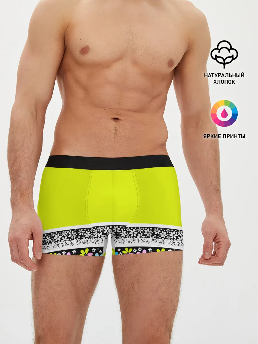 Мужские трусы боксеры / Яркий цветочный узор