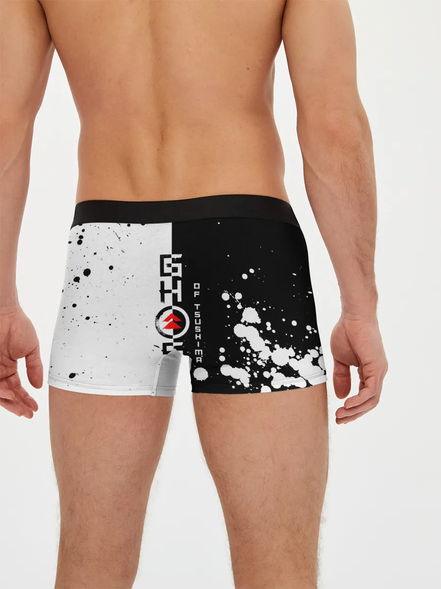 Мужские трусы боксеры / Самурай | ЧБ | Лого