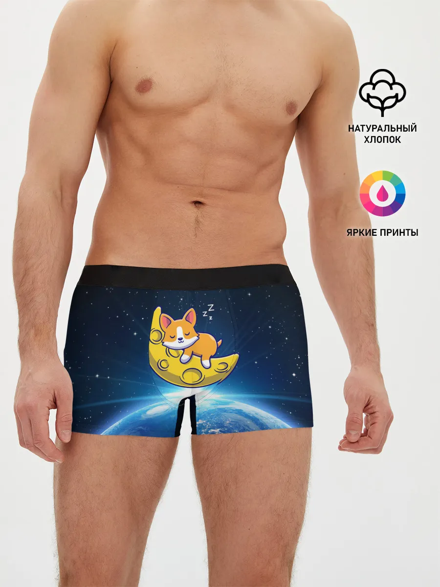 Мужские трусы боксеры / Лунный корги | Space Corgi