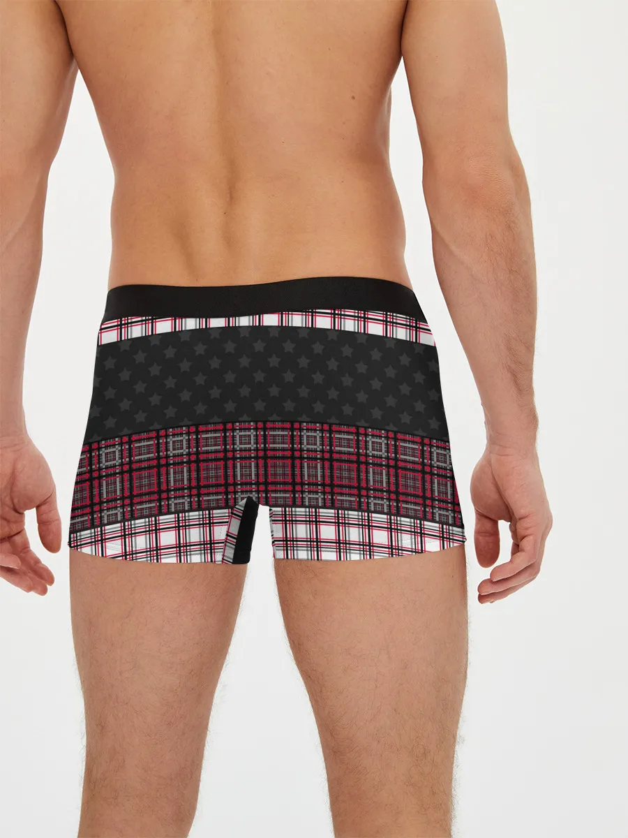 Мужские трусы боксеры / Комбинированный красно-серый