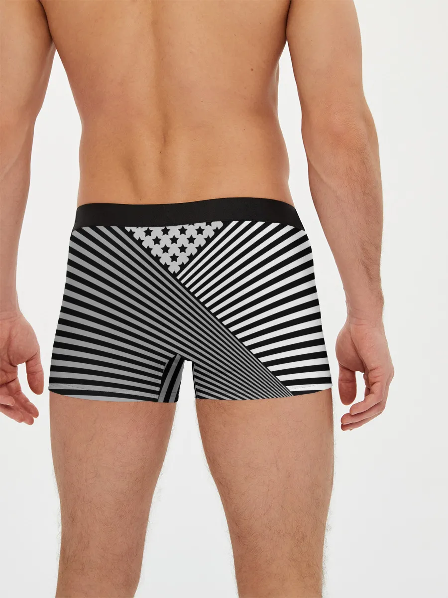 Мужские трусы боксеры / Полосатый комбинированный узор