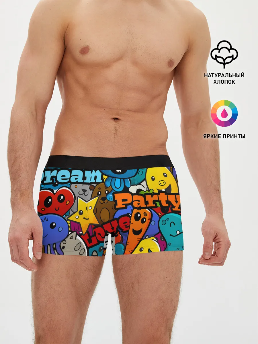 Мужские трусы боксеры / LOVE | PEACE | PARTY