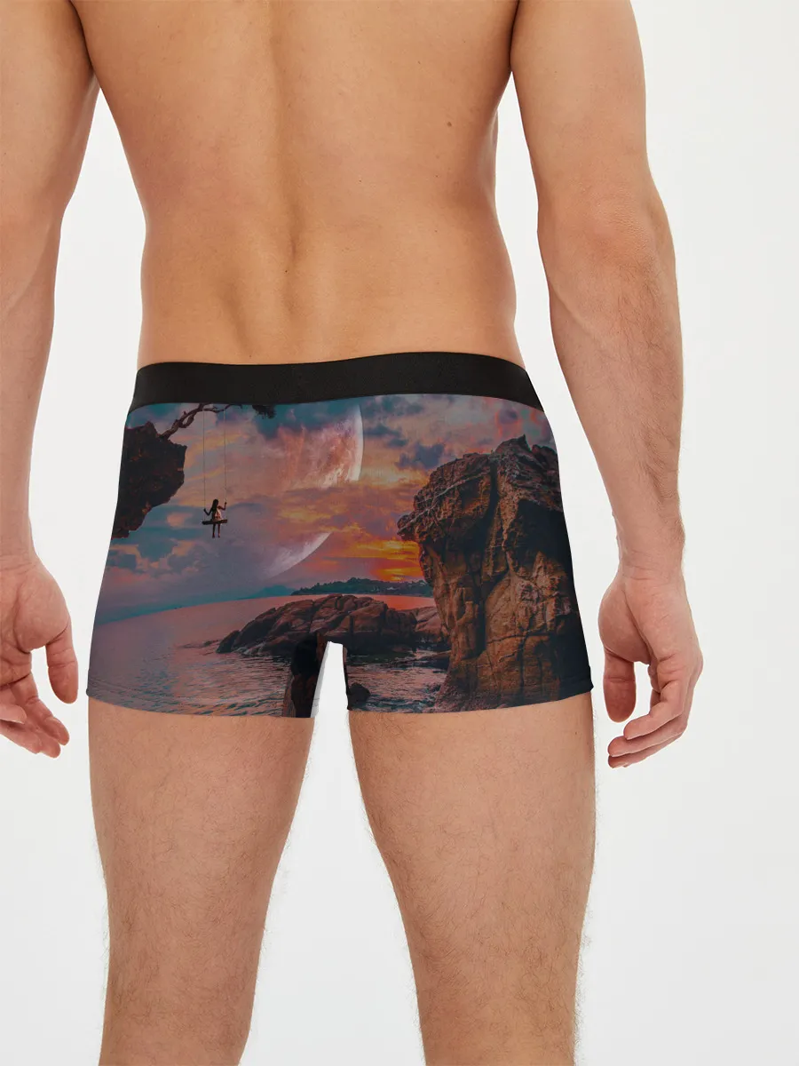 Мужские трусы боксеры / закат на качелях
