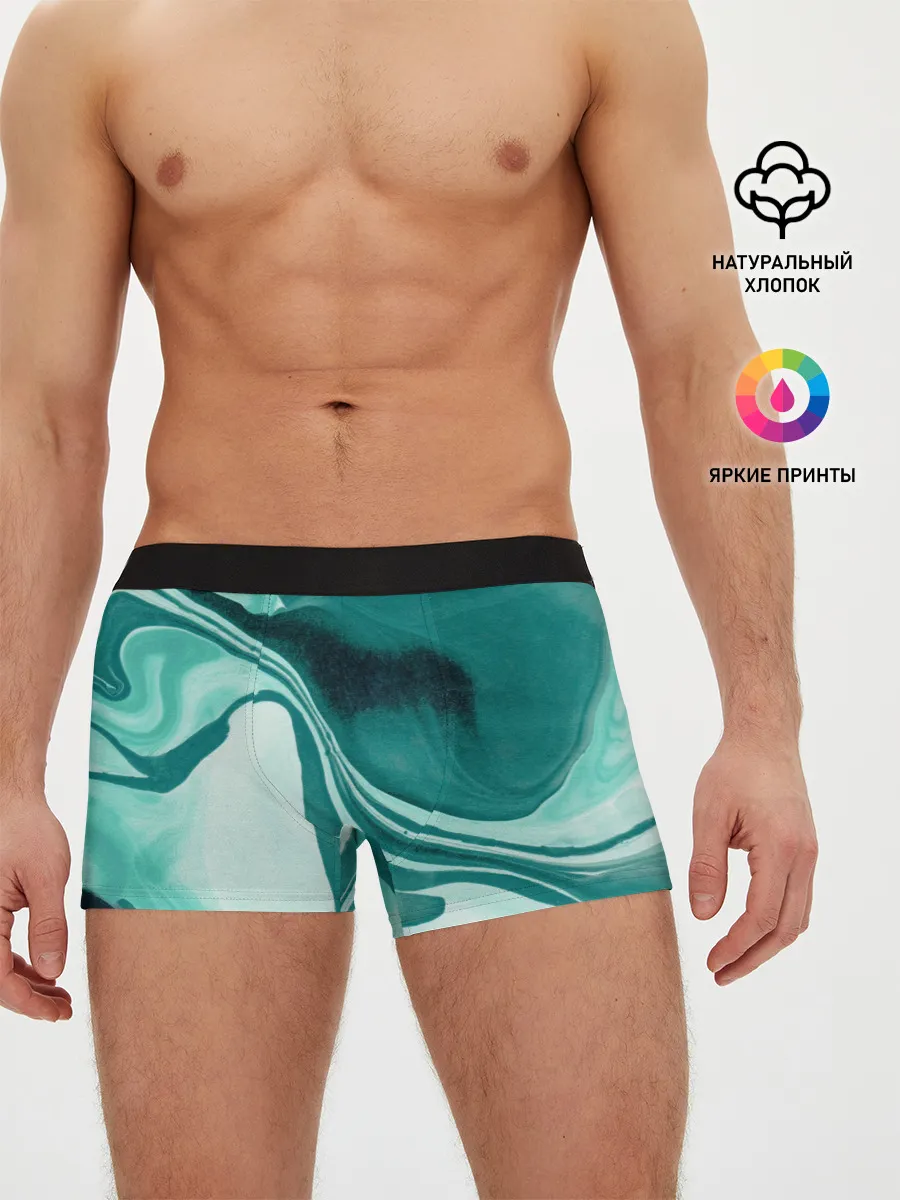 Мужские трусы боксеры / красочный зелёный развод