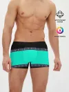 Мужские трусы боксеры / Черно-бирюзовый узор
