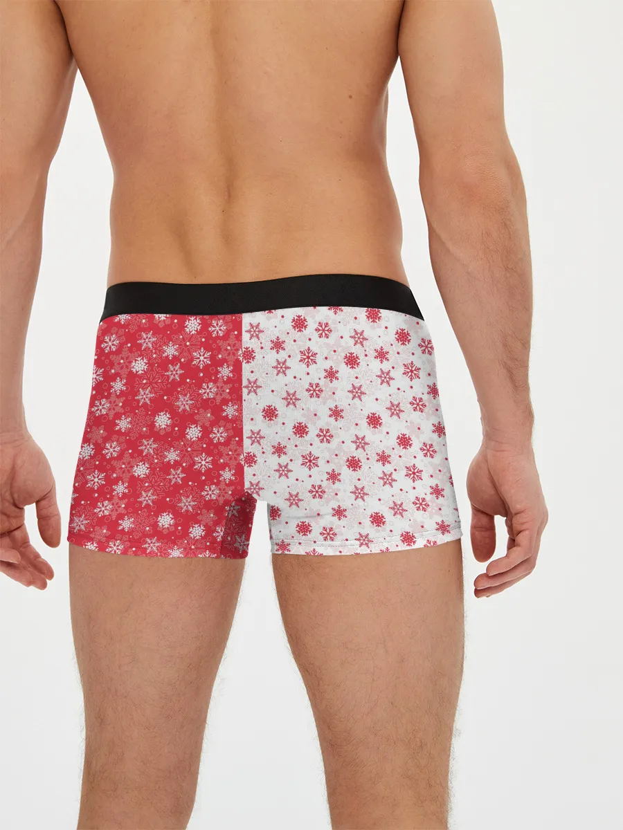 Мужские трусы боксеры / Снежинки - новогодние узоры