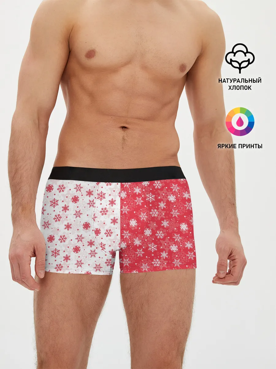 Мужские трусы боксеры / Снежинки - новогодние узоры