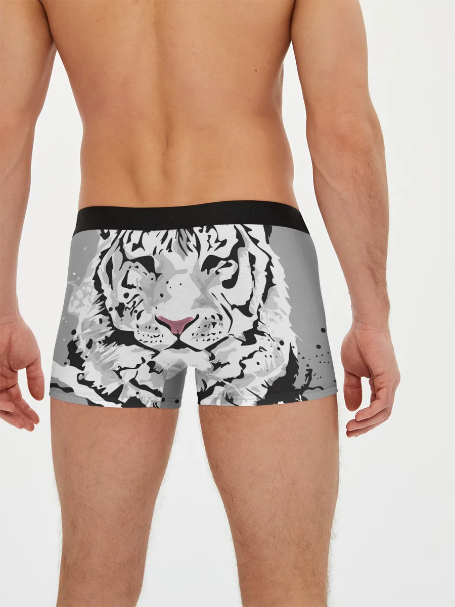 Мужские трусы боксеры / Белый снежный тигр