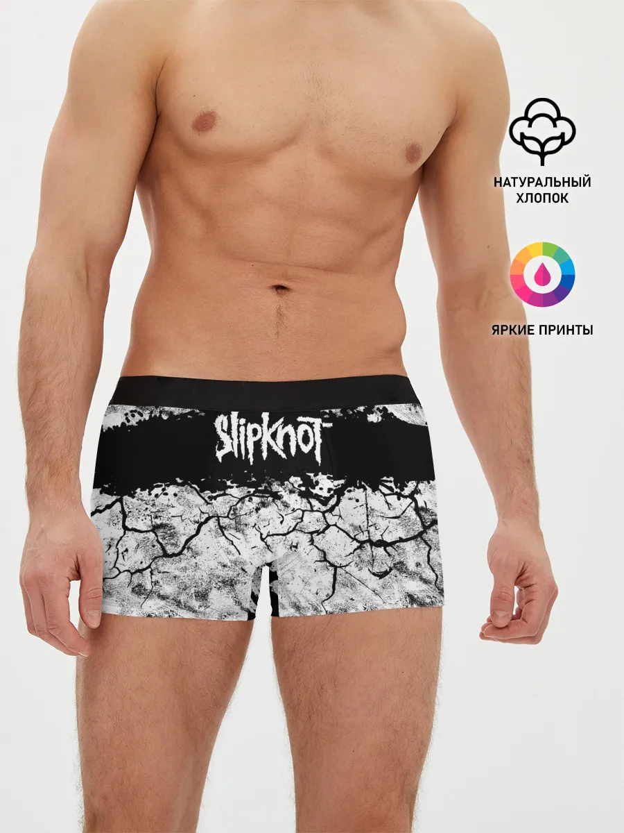 Мужские трусы боксеры / Надпись Слипкнот Рок Группа ЧБ | Slipknot