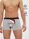 Мужские трусы боксеры / Белый тигр в шапке Санты
