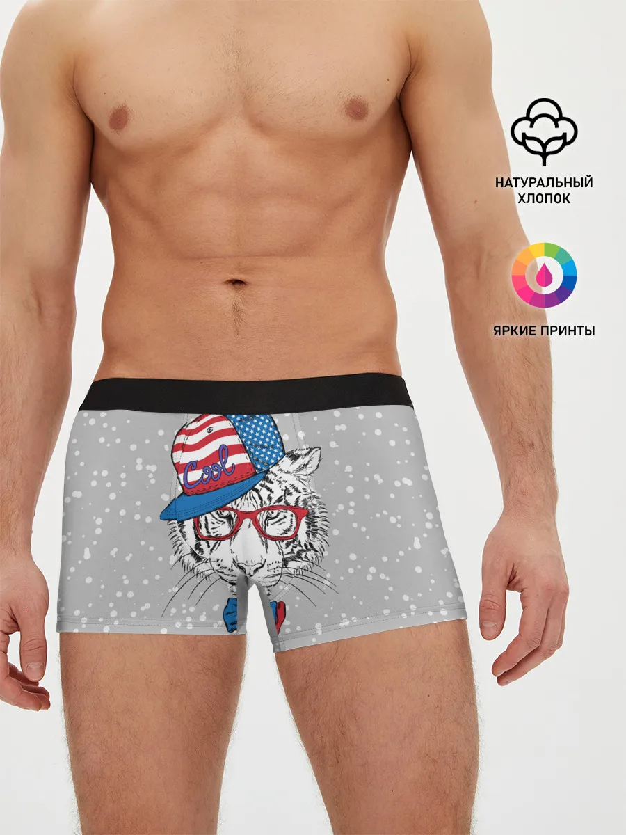 Мужские трусы боксеры / Крутой белый тигр