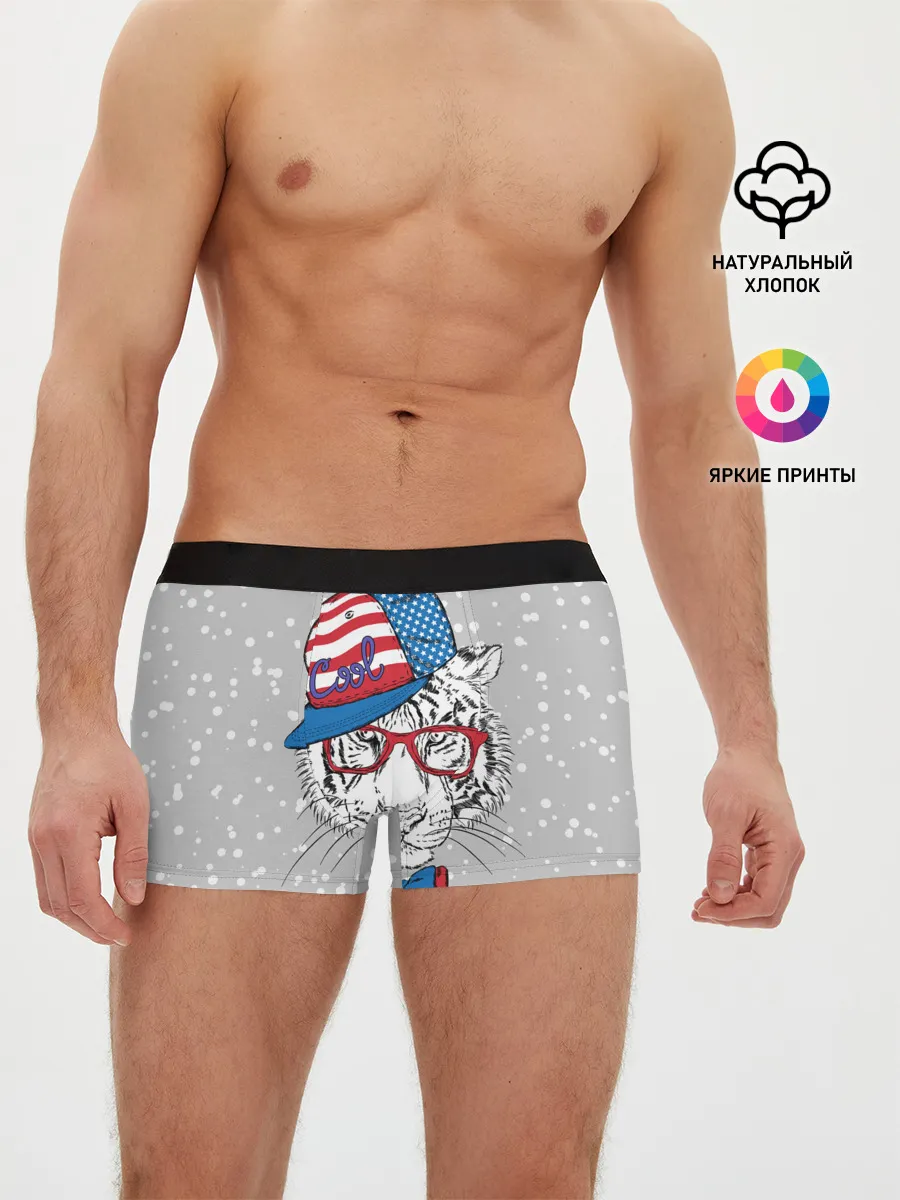 Мужские трусы боксеры / Крутой белый тигр