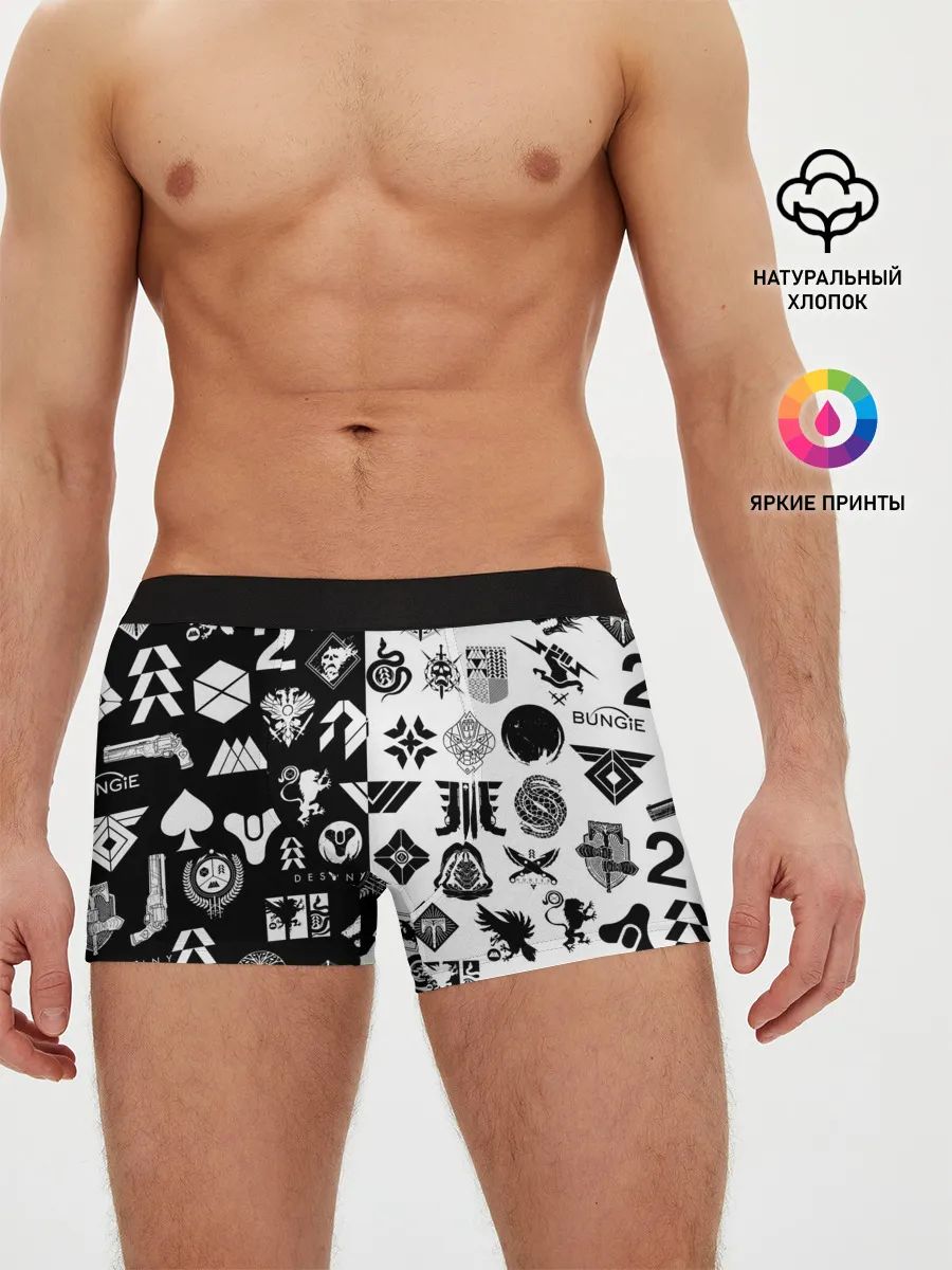 Мужские трусы боксеры / DESTINY LOGOBOMBING ЧЁРНО БЕЛОЕ