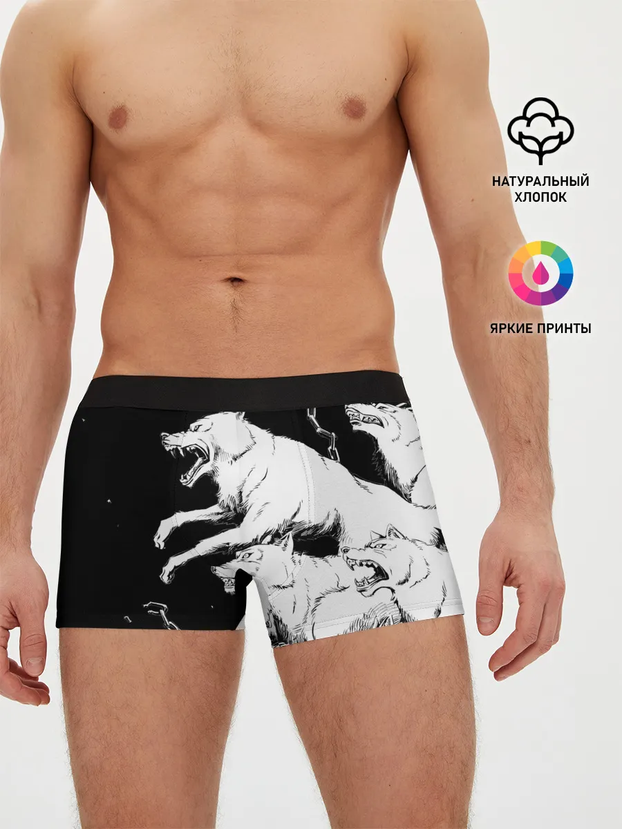 Мужские трусы боксеры / Белые волки