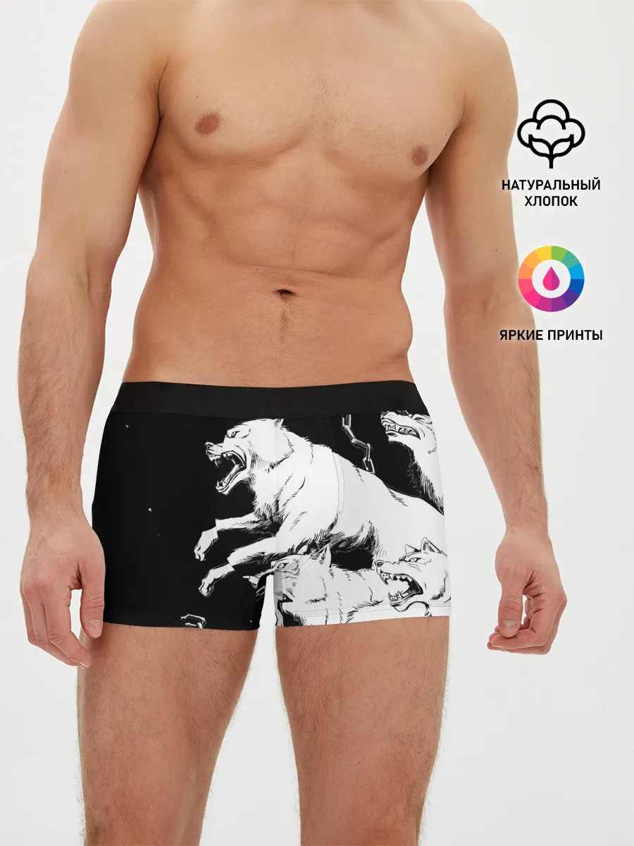Мужские трусы боксеры / Белые волки