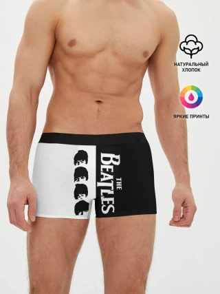 Мужские трусы боксеры / The Beatles черно - белый партер