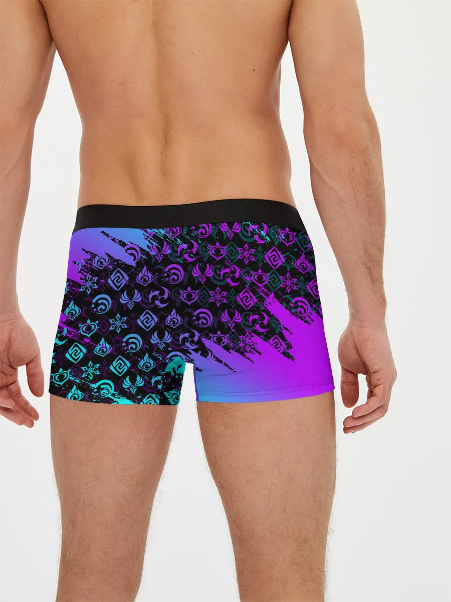 Мужские трусы боксеры / GENSHIN NEON PATTERN SYMBOL / НЕОН ЭМБЛЕМЫ