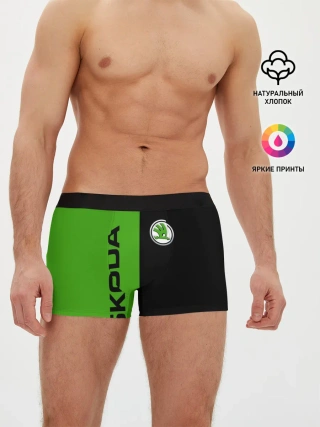 Мужские трусы боксеры / SKODA черно-зеленый