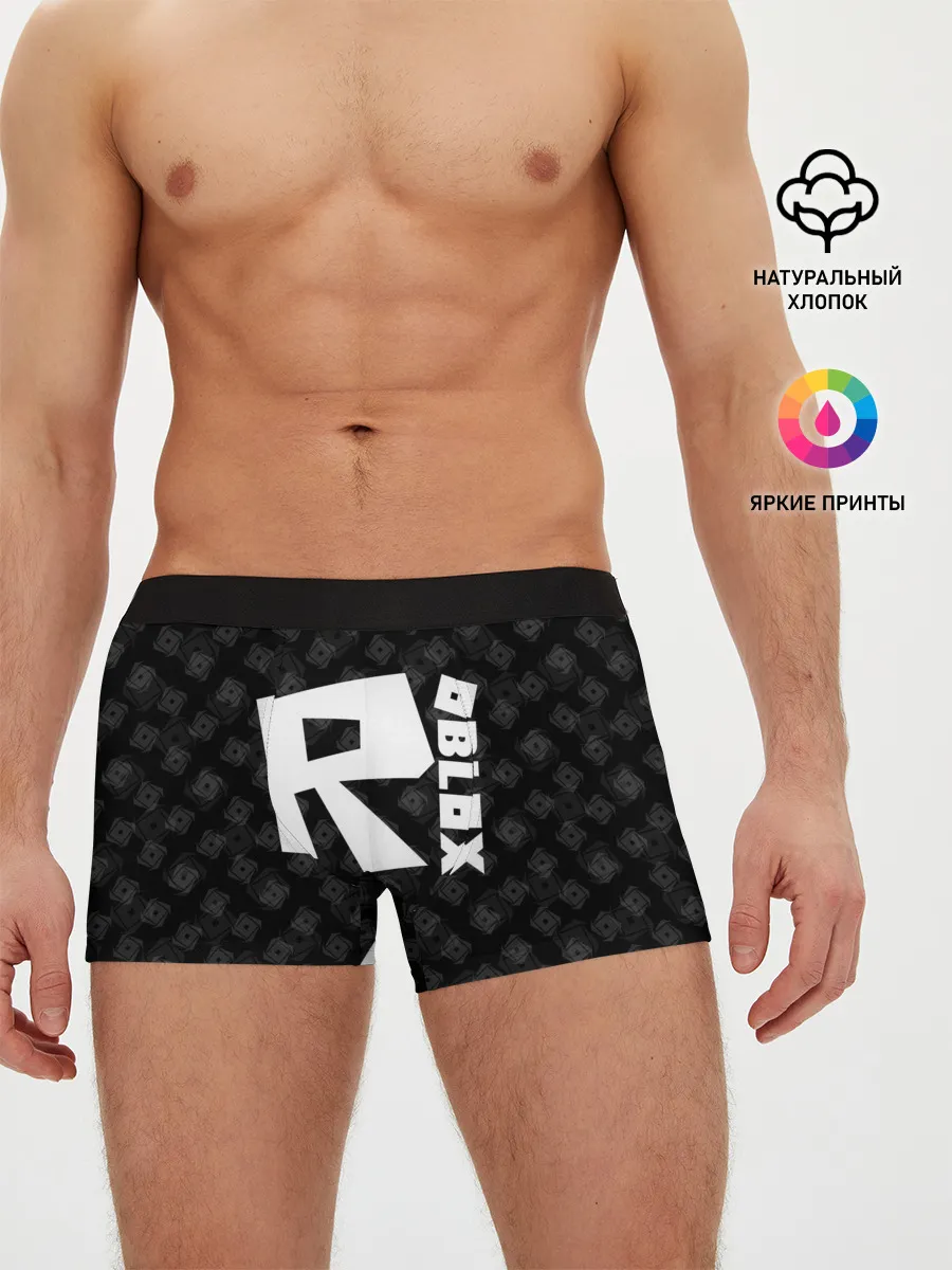 Мужские трусы боксеры / РОБЛОКС ПАТТЕРН ЛОГОТИП