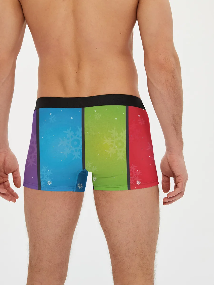 Мужские трусы боксеры / Цветное рождество Snowflake