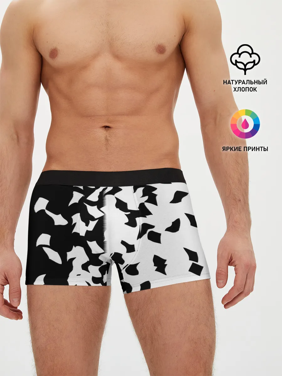Мужские трусы боксеры / черно-белый камуфляж