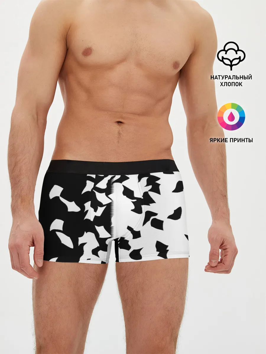 Мужские трусы боксеры / черно-белый камуфляж