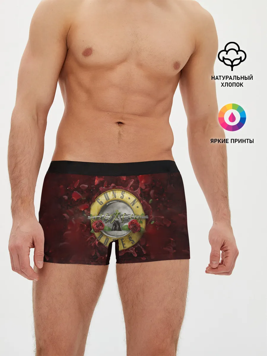 Мужские трусы боксеры / Лого GNR в розах