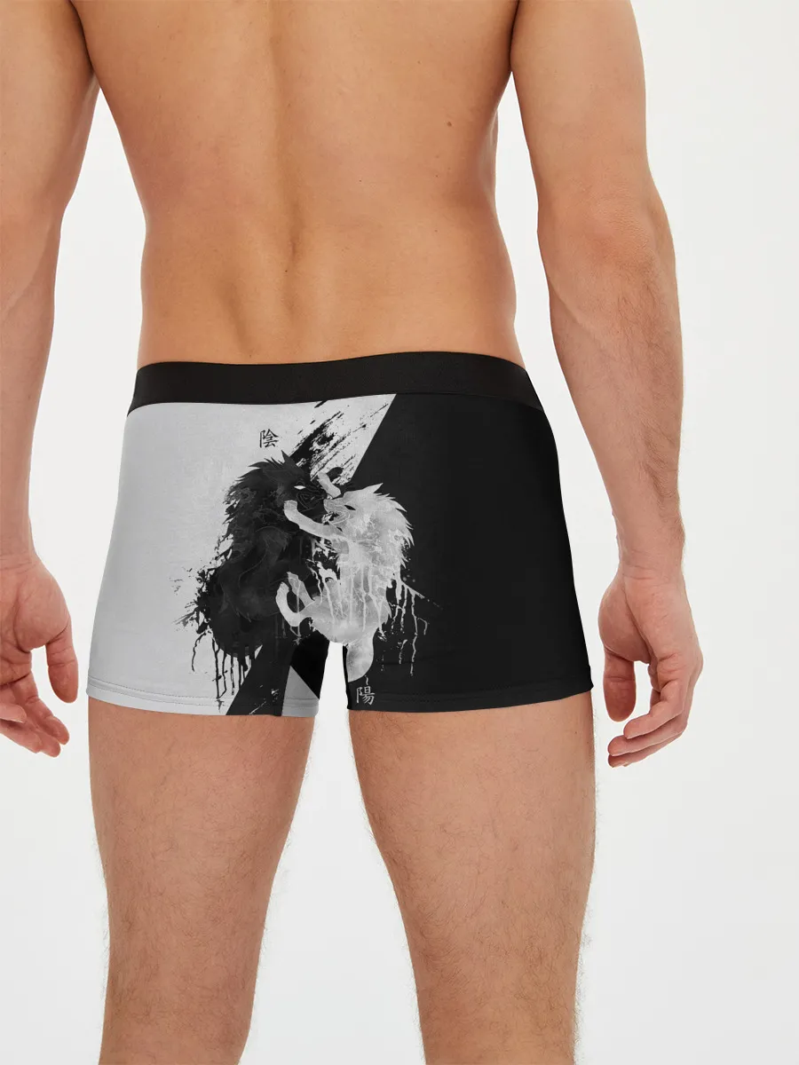 Мужские трусы боксеры / ИНЬ ЯНЬ ВОЛКИ ЧЁРНО БЕЛЫЙ