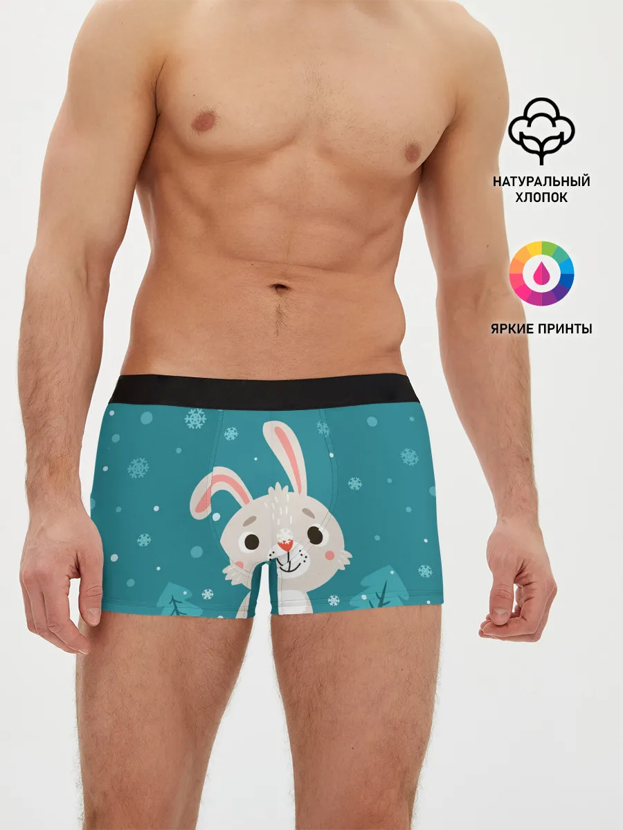 Мужские трусы боксеры / Новогодний зайчик