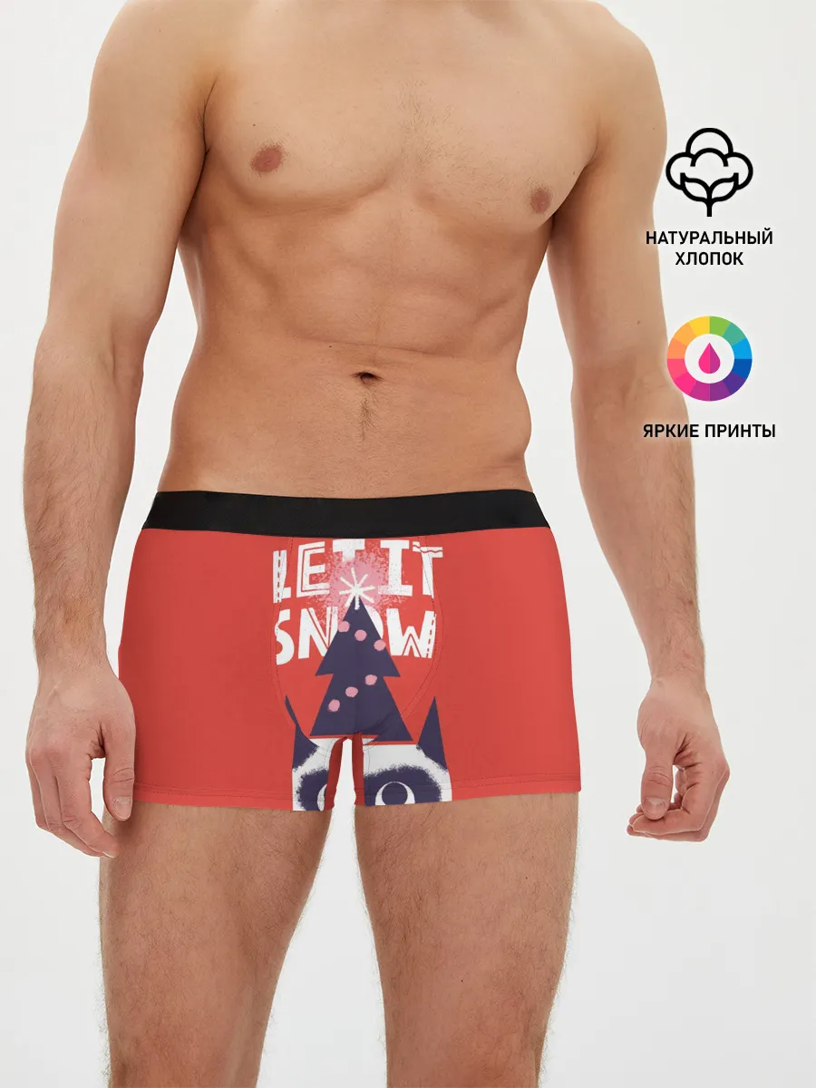 Мужские трусы боксеры / Котик. Новый год