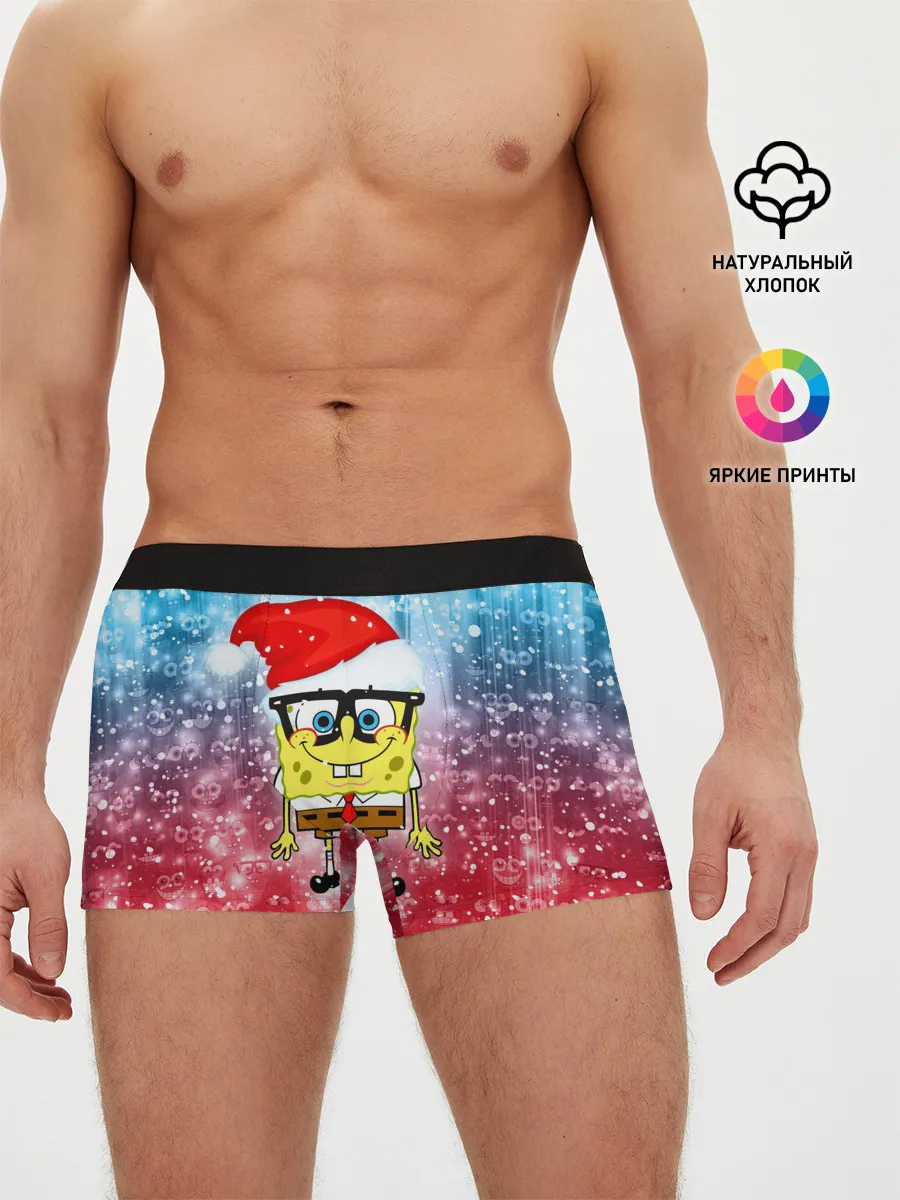 Мужские трусы боксеры / Новогодний Спанч Боб