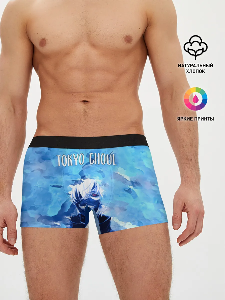 Мужские трусы боксеры / Kaneki Ken на синем фоне