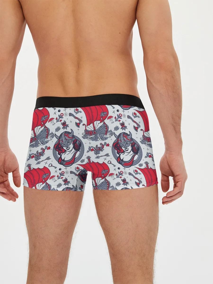 Мужские трусы боксеры / Корабли и девушка викинг