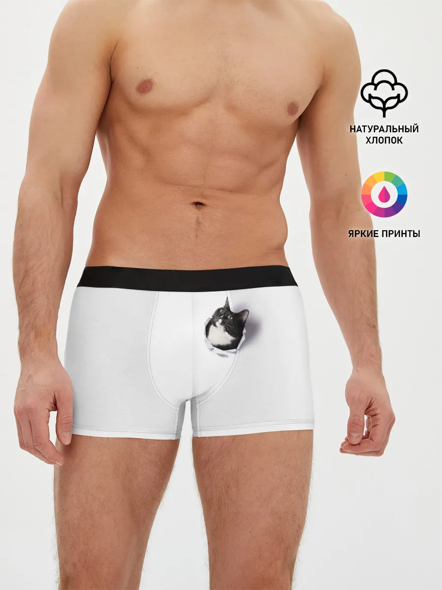 Мужские трусы боксеры / КОТ В СЕРДЦЕ