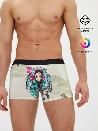 Мужские трусы боксеры / Kamado Tanjiro зарисовка