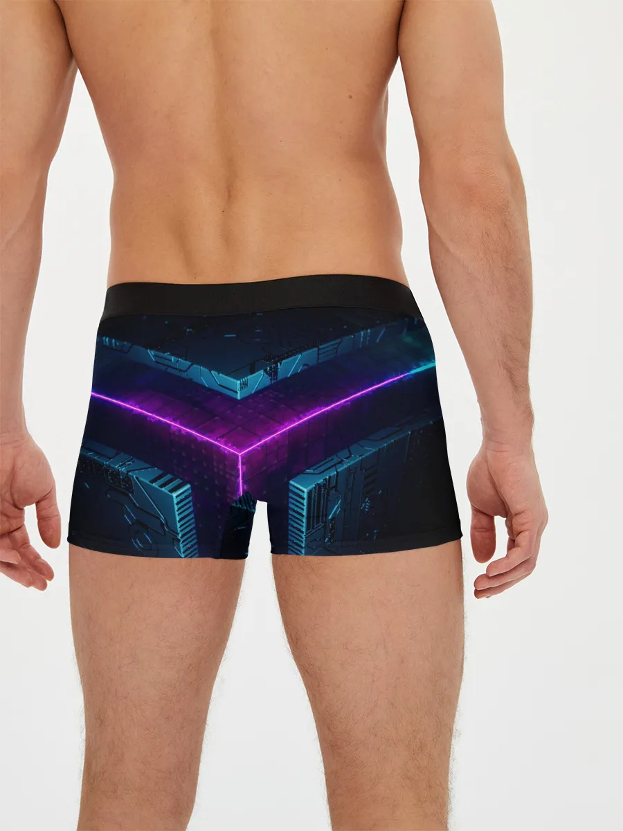 Мужские трусы боксеры / Неоновые грани 3D