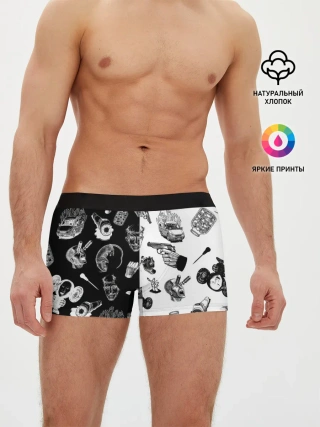 Мужские трусы боксеры / КРОВОСТОК ТАТУИРОВКИ ЧБ