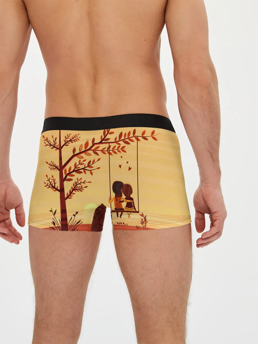 Мужские трусы боксеры / Романтика. Пара на качелях