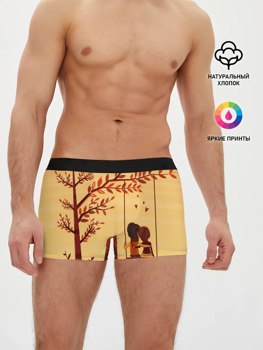 Мужские трусы боксеры / Романтика. Пара на качелях